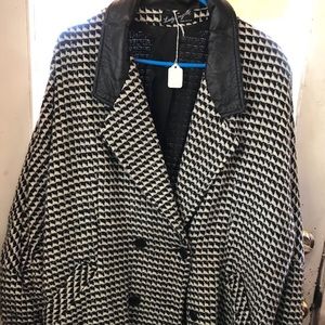 Lady Suzette Size 14 Coat with Leather trim,